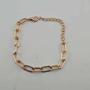 Rose Gold Tone Paperclip Chain Link Bracelet Stackable Layering Adjustable New